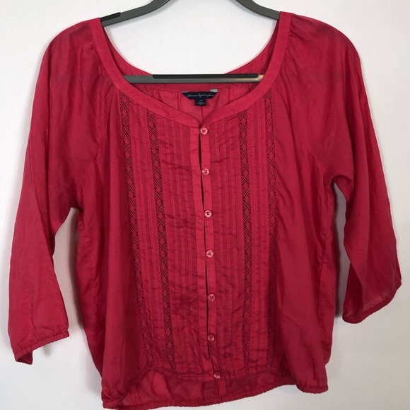 American Eagle Outfitters Tops - American Eagle pink long crop too EUC